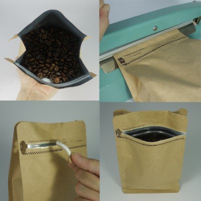 1 ký túi giấy kraft đáy bằng pocket zipper size 1kg