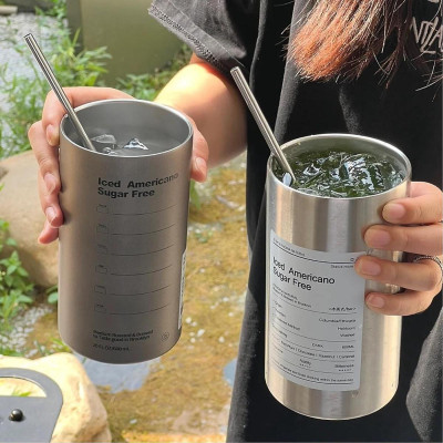 Cốc Giữ Nhiệt Inox 304 Ly Uống Coffee 600ML Giữ Nhiệt 6-8 Tiếng Kèm Ống Hút Tiện Lợi