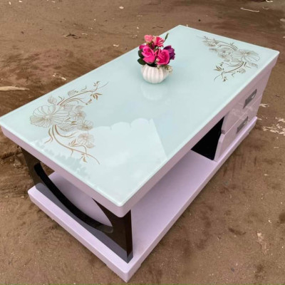 Bàn trà gỗ mặt Kính Juno Sofa 2 hộc kéo