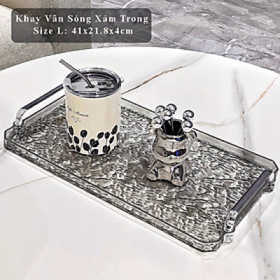 Khay Nhựa Có Tay Nắm Dạng Vân Gợng Sóng Mẫu Mới