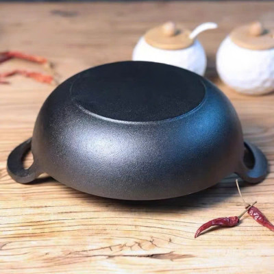 Chảo Nồi Gang Sâu Lòng Đúc Nguyên Khối Size 20cm & 25cm, Tặng Kèm Vung Gỗ - HÀNG CHÍNH HÃNG MINIIN