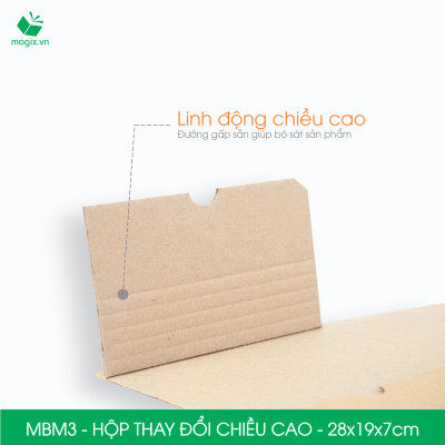 MBM3 - 28x19x7cm - Combo 20 Hộp carton thay đổi chiều cao - Thùng carton đóng hàng