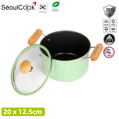Bộ nồi chảo 2 món SL2,  quánh 16cm + nồi 20cm + chảo vuông 15x20cm đáy từ/ Induction Seoulcook Hàn Quốc, dùng được tất cả các loại bếp – Hàng chính hãng