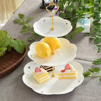 Kệ bánh cupcake 3 tầng, khay đựng bánh kẹo, hoa quả trang trí sinh nhật, tiệc cưới, sự kiện sang trọng (tặng 01 đèn led đom đóm)