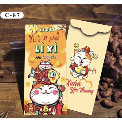 Com bo 10 xấp 100 bao xì xì Tết  truyền thống đa dạng nhiều màu , nhiều mẫu dễ thương và cute 