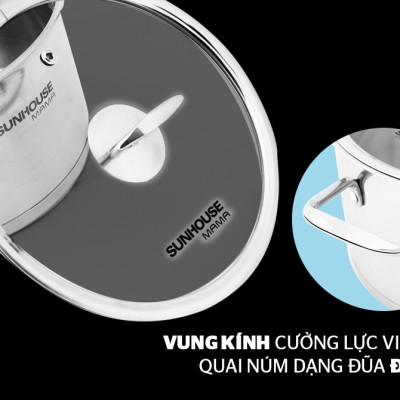 Bộ Nồi Inox 5 Đáy SUNHOUSE MAMA Đáy Từ SH784 - Hàng chính hãng