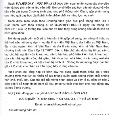 Tư Liệu Dạy - Học Địa Lí 12 (Dùng Chung Cho Các Bộ SGK Hiện Hành) (HA)