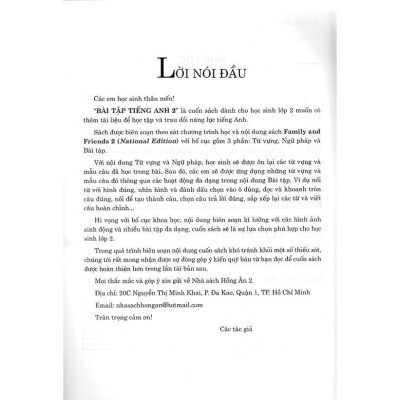 Sách - Bài Tập Tiếng Anh Lớp 2 - Bìa Hồng - Biên Soạn Theo Bộ Sách Family & Friends - National Edition - Hồng Ân