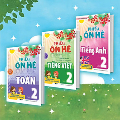 Combo Phiếu Ôn Hè Toán - Tiếng Việt - Tiếng Anh Lớp 2 (3 Cuốn)