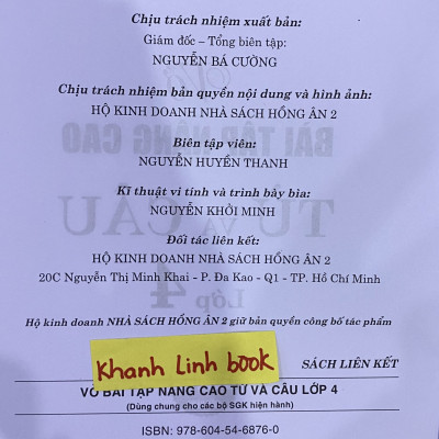 Sách Vở Bài Tập Nâng Cao Từ Và Câu Lớp 4