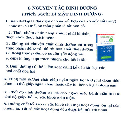 Bí mật dinh dưỡng cho sức khoẻ toàn diện (TB), tặng sách: Một chữ Tâm rưng rưng