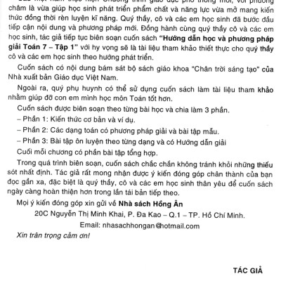 Sách tham khảo_Hướng Dẫn Học & Phương Pháp Giải Toán Lớp 7 - Tập 1 (Bám Sát SGK Chân Trời Sáng Tạo)_HA