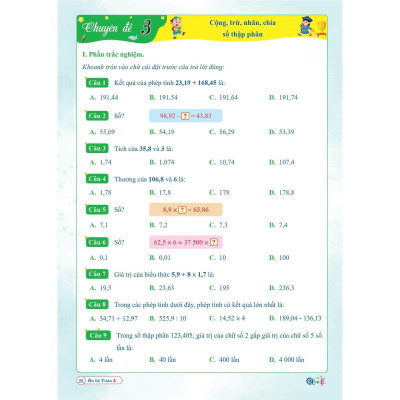 Ôn Hè TOÁN 5 (Chương Trình Mới) - Bản Quyền