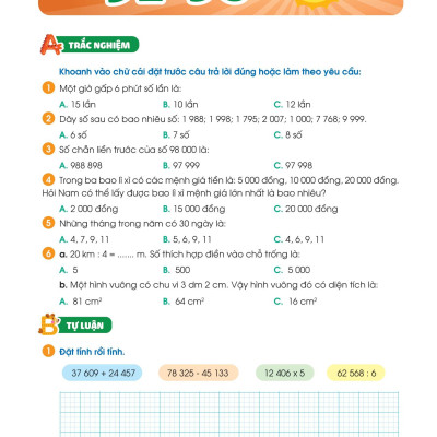 Phiếu Ôn Hè Toán Lớp 3