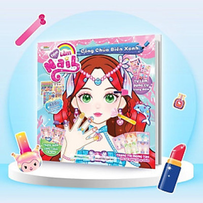 Sách - Tiệm Làm Nail - Công Chúa Biển Xanh - 400+ Stickers Dễ Thương -  Bóc Dán Sticker Cho Bé Gái - Megabook