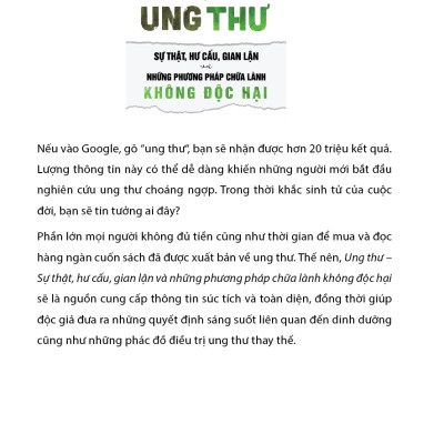 Ung Thư - Sự Thật, Hư Cấu Và Gian Lận - Những Phương Pháp Chữa Bệnh Không Độc Hại - THA