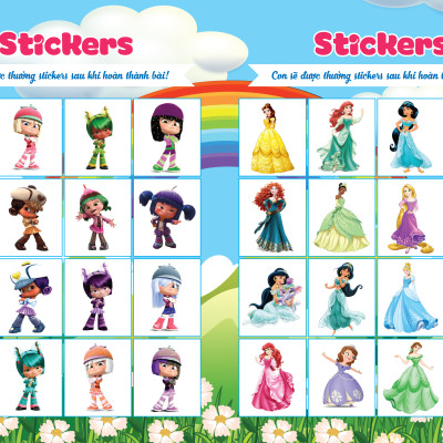 Cùng Khủng Long Tập Viết Chữ Cơ Bản - Chữ Cái Tiếng Anh Viết Thường - Quyển 5 - Sticker Bé Gái
