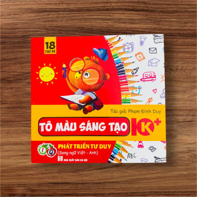 Sách- Tô màu Sáng Tạo IQ k+ 18 chủ đề dày 100 trang giúp bé Phát triển Tư Duy (Song ngữ Việt Anh)