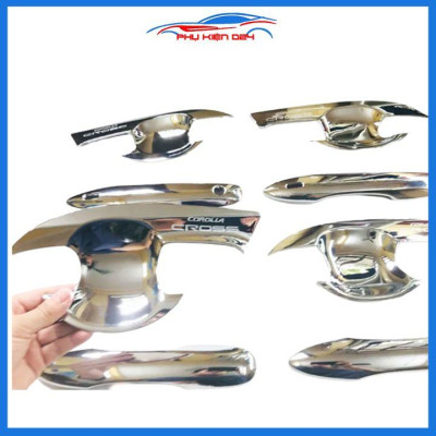 Ốp tay hõm Corolla Cross 2020-2021-2022 vân cacbon, mạ crom chống trầy bảo vệ cửa xe ô tô