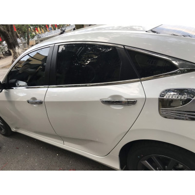 Nẹp viền chân kính, cong kính xe Honda Civic đời 2016 - 2021 Mẫu inox 304 cao cấp