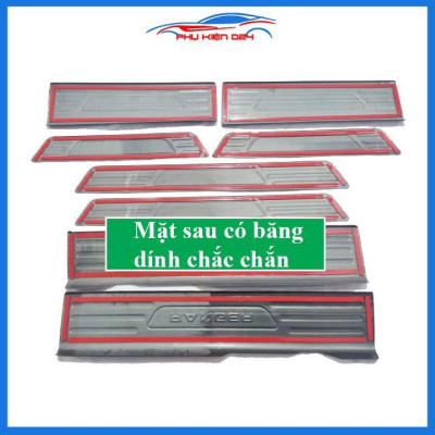 Bộ nẹp bước chân trong ngoài vân Cacbon xe Ranger 2016-2017-2018-2019-2020 chống trầy làm đẹp ô tô