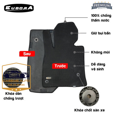 [NISSAN NAVARA] Thảm Trải Sàn, Lót Sàn Ô Tô Cao Su Eudora CloudFoam Thiết Kế Theo Xe Dành Cho Xe NISSAN NAVARA, Chống Nước, Không Mùi, Ngăn Bụi Bẩn, Dễ Vệ Sinh - Hàng Chính Hãng