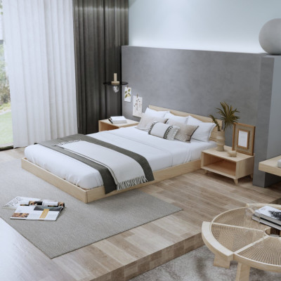 Giường ngủ gỗ CT10 Juno Sofa màu vàng nhạt 