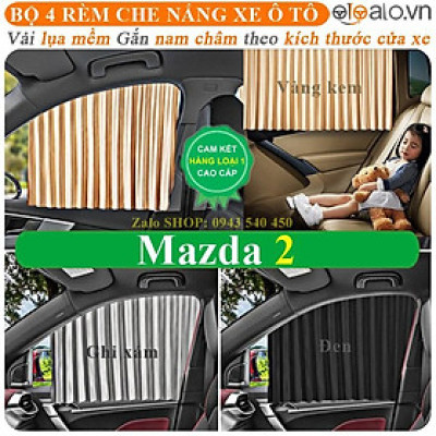 Rèm che nắng ô tô Mazda 2 Vải lụa mềm gắn nam châm Cao Cấp