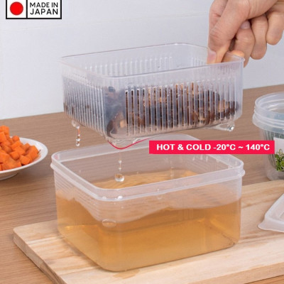 Bộ 3 hộp đựng thực phẩm Nakaya 1100ml vuông - nội địa Nhật Bản