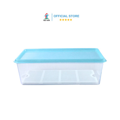 Hộp Nhựa Thực Phẩm Chữ Nhật Nắp Kín Có Khay Ráo Nước Việt Son 2L