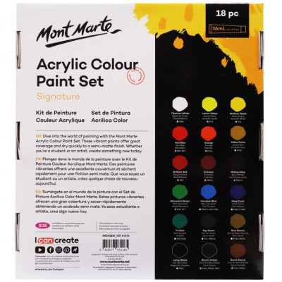 Màu Acrylic Paint Mont Marte Bộ 18/24/36/48 Màu x 36ml