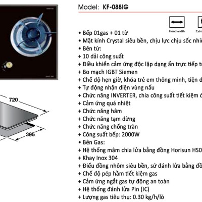 Bếp gas kết hợp từ KAFF KF-088IG - Sản phẩm chính hãng