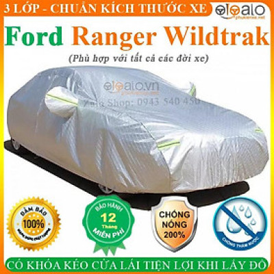 Bạt Phủ Ô Tô Ford Ranger Wildtrak Cao Cấp 3 Lớp Chống Nắng Nóng Chống Nước Chống xước