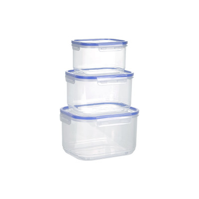 Bộ 3 hộp đựng bảo quản thực phẩm để tủ lạnh có nắp khóa gioong silicon kín chắc chắn cao cấp MHVN 6532