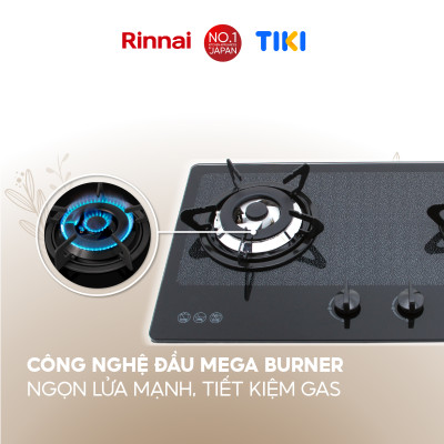 Bếp gas âm Rinnai RVB-2BG(D)N mặt bếp kính và kiềng bếp men - Hàng chính hãng.