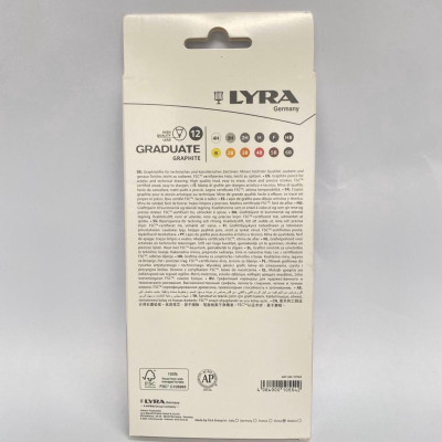 Bút chì cao cấp nhập khẩu Đức LYRA Graduate Graphite (Hộp 12 bút 4H, 3H, 2H, H, F, HB, B, 2B, 3B, 4B, 5B, 6B) 1171120
