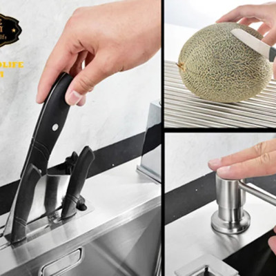 Chậu rửa chén Handmade Inox SUS 304 Eurolife EL-C21 (Trắng bạc)