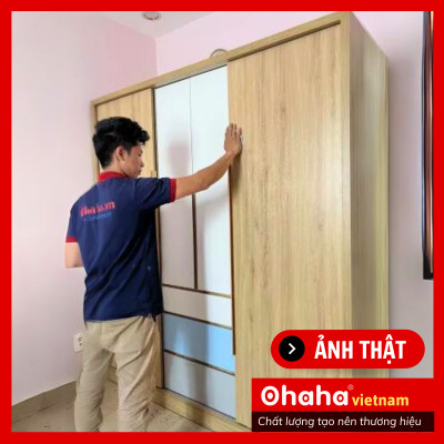 [Kèm Ảnh Thực Tế - Miễn phí vận chuyển & Lắp đặt] TỦ QUẦN ÁO GỖ CÔNG NGHIỆP CAO CẤP OHAHA - TACC012