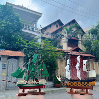 Mô Hình Thuyền Gỗ Phong Thủy Gia Nhiên, Thuyền Buồm Gỗ ALEXANDER VON HUMBOLDT, Dài 20cm, Cao Cấp