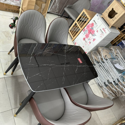 Bộ bàn ăn Juno Sofa mặt đá cẩm thạch hiện đại 