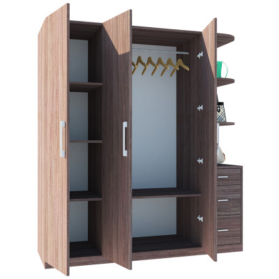 [Miễn phí vận chuyển & Lắp đặt tại TP. Hồ Chí Minh] Tủ quần áo gỗ cao cấp thiết kế thông minh 3 cánh, nhiều ngăn hộc phong cách sang trọng Ohaha - TQA032 - Màu E/Màu Xám