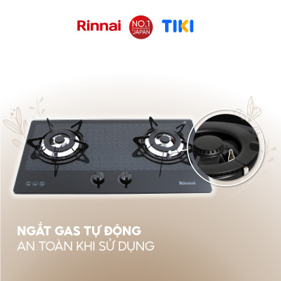 Bếp gas âm Rinnai RVB-2BG(D)N mặt bếp kính và kiềng bếp men - Hàng chính hãng.