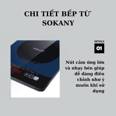 Bếp điện từ CẢM ỨNG SOKANY SK-07048 công suất 2200W, bếp từ đơn đa năng với 8 chế độ nấu - HÀNG CHÍNH HÃNG