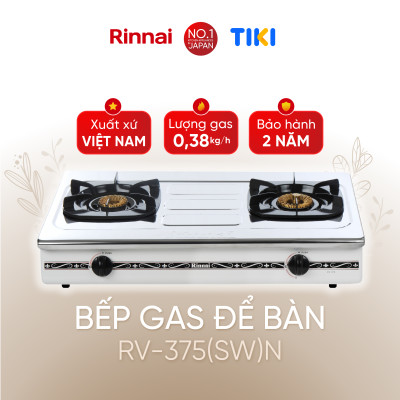 Bếp gas dương Rinnai RV-375(SW)N mặt bếp inox và kiềng bếp men - Hàng chính hãng.