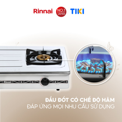 Bếp gas dương Rinnai RV-375(SW)N mặt bếp inox và kiềng bếp men - Hàng chính hãng.