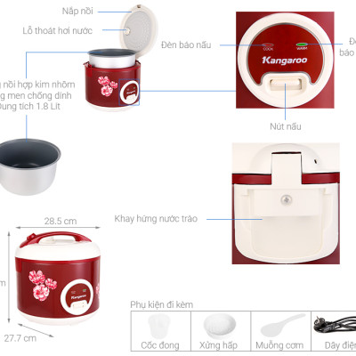 Nồi Cơm Điện Kangaroo KG378H (1.8 lít) - Hàng Chính Hãng