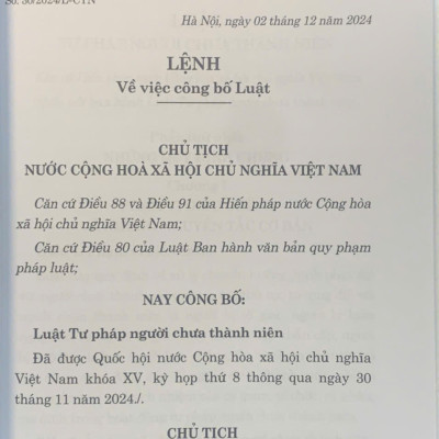 Luật Tư pháp người chưa thành niên năm 2024