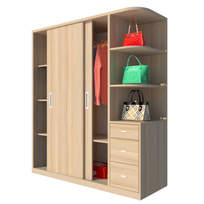 [Miễn phí vận chuyển & lắp đặt tại TP.HCM] Tủ quần áo gỗ cao cấp phong cách Bắc Âu thiết kế 2 cánh cừa lùa thông minh tích hợp nhiều hộc kệ Ohaha - CL003 - Màu A/Màu Vàng Gỗ