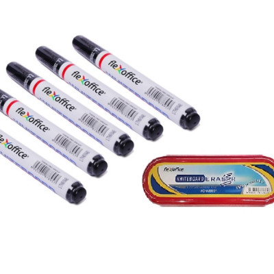 Combo 05 Cây Bút Lông Bảng FO-WB015 Và 01 Cái Lau Bảng FO-WBE01 (Màu Đen)