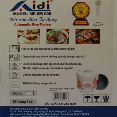 Nồi Cơm Điện Tự Động Nắp Gài Aidi MR-SM 09K (1,8 lít) - Màu Ngẫu Nhiên - Chính Hãng